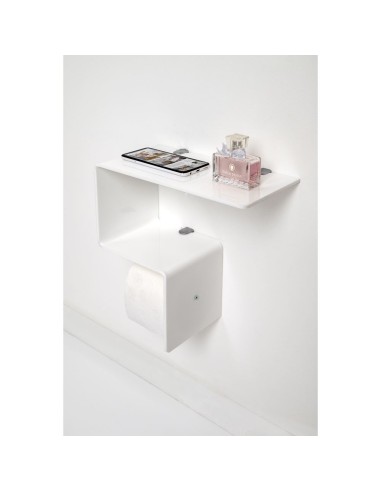 iPLEX Design - Clio Mensola Rotolo E Ripiano 2 White in plexiglass - bianco - 30,5x30,5x15 cm