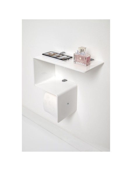 iPLEX Design - Clio Mensola Rotolo E Ripiano 2 White in plexiglass - bianco - 30,5x30,5x15 cm