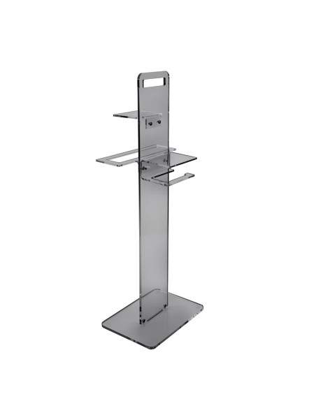 iPLEX Design - Clio Colonnina Bagno (Portacarta Ascugamano E Sapone Da Bidet) Fume' in plexiglass - fumè - 31x87x23 cm