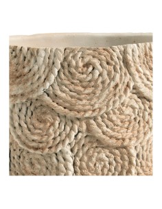 Blanc D' Ivoire - Cache-pot OSA in cemento color crema effetto corda cm 21x20,5x18,5 2