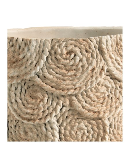 Blanc D' Ivoire - Cache-pot OSA in cemento color crema effetto corda cm 21x20,5x18,5