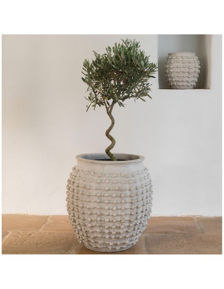 Blanc D' Ivoire - Cache-pot Cleia in cemento grigio chiaro dia 51,5 x 51,5 h