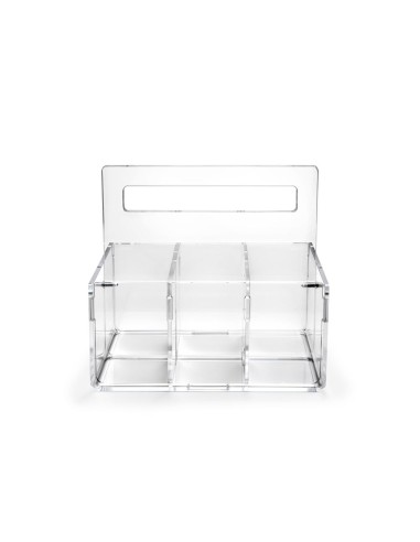 iPLEX Design - Bon Ton P/Posate 6 Sedi C/Manico Trasp. in pmma - Trasparente - 21x21x14,5 cm
