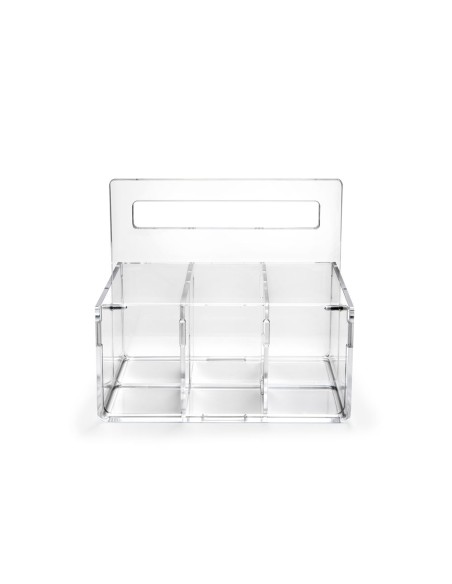iPLEX Design - Bon Ton P/Posate 6 Sedi C/Manico Trasp. in pmma - Trasparente - 21x21x14,5 cm