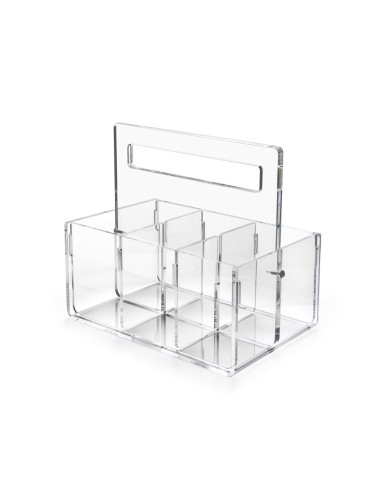 iPLEX Design - Bon Ton P/Posate 6 Sedi C/Manico Trasp. in pmma - Trasparente - 21x21x14,5 cm