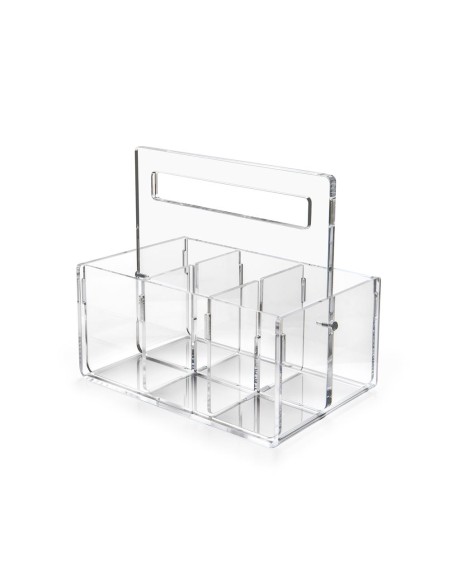 iPLEX Design - Bon Ton P/Posate 6 Sedi C/Manico Trasp. in pmma - Trasparente - 21x21x14,5 cm