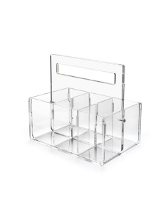 iPLEX Design - Bon Ton P/Posate 6 Sedi C/Manico Trasp. in pmma - Trasparente - 21x21x14,5 cm