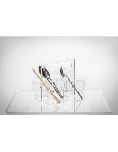 iPLEX Design - Bon Ton P/Posate 6 Sedi C/Manico Trasp. in pmma - Trasparente - 21x21x14,5 cm