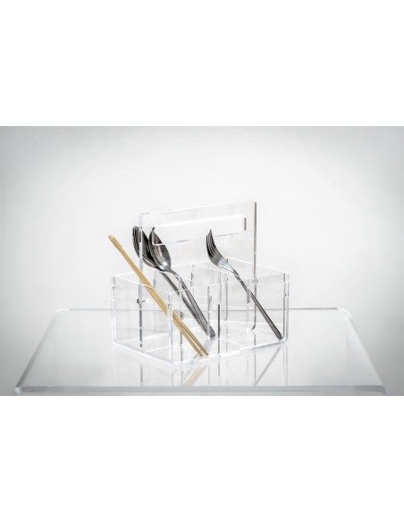 iPLEX Design - Bon Ton P/Posate 6 Sedi C/Manico Trasp. in pmma - Trasparente - 21x21x14,5 cm