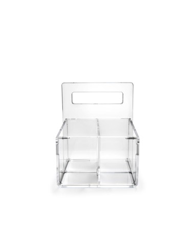 iPLEX Design - Bon Ton P/Posate 4 Sedi C/Manico Trasp. in pmma - Trasparente - 14x21x14,5 cm