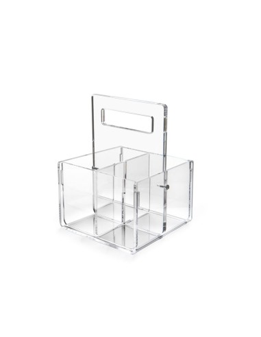 iPLEX Design - Bon Ton P/Posate 4 Sedi C/Manico Trasp. in pmma - Trasparente - 14x21x14,5 cm