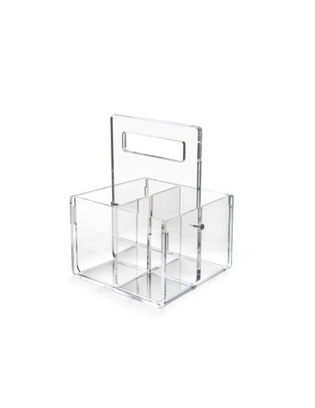 iPLEX Design - Bon Ton P/Posate 4 Sedi C/Manico Trasp. in pmma - Trasparente - 14x21x14,5 cm