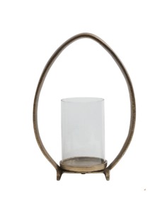 Blanc D' Ivoire - Portacandela OVAE finitura ottone anticato 25x11x35 cm