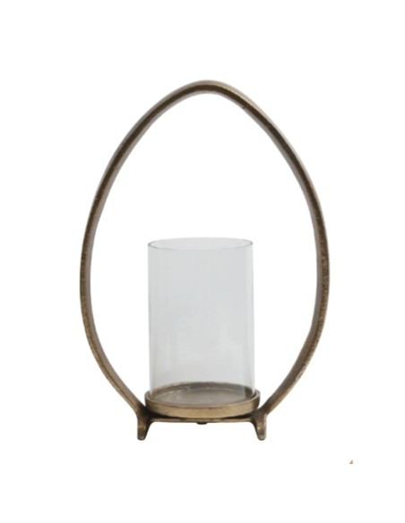 Blanc D' Ivoire - Portacandela OVAE finitura ottone anticato 25x11x35 cm