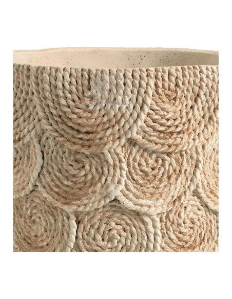 Blanc D' Ivoire - Cache-pot OSA in cemento color crema effetto corda cm 27x26,5x23,5