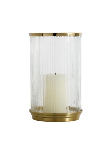 Blanc D' Ivoire - Portacandela OSCAR PM striato vetro e metallo oro dia 21,5x34