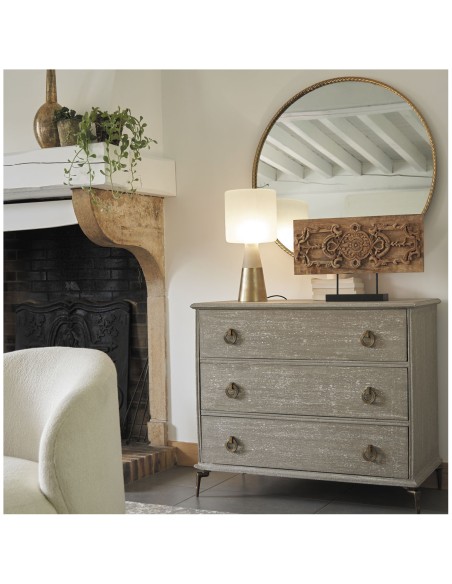 Blanc D' Ivoire - Statua ARABESQUES orizzontale su base in mango cm 58x10x35.5