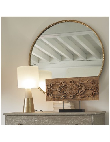 Blanc D' Ivoire - Statua ARABESQUES orizzontale su base in mango cm 58x10x35.5