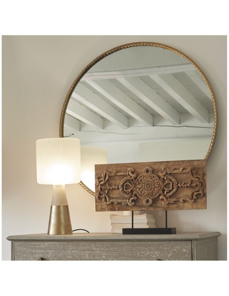 Blanc D' Ivoire - Statua ARABESQUES orizzontale su base in mango cm 58x10x35.5