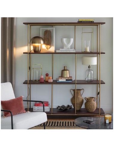 Blanc D' Ivoire - Libreria VICTOR in mango cerato finitura noce e metallo cm 161x41x190