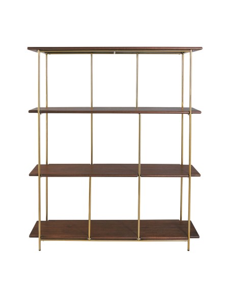 Blanc D' Ivoire - Libreria VICTOR in mango cerato finitura noce e metallo cm 161x41x190