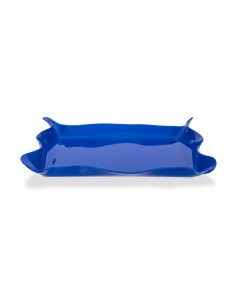 Iplex - Drappeggi d'autore Vassoio rettangolare blu in plexiglass drappeggiato a mano,. - 41x5x31 cm