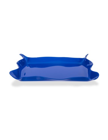 Iplex - Drappeggi d'autore Vassoio rettangolare blu in plexiglass drappeggiato a mano,. - 41x5x31 cm