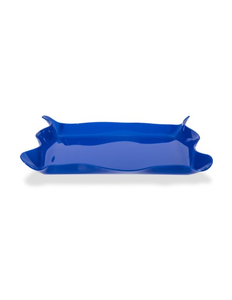 Iplex - Drappeggi d'autore Vassoio rettangolare blu in plexiglass drappeggiato a mano,. - 41x5x31 cm