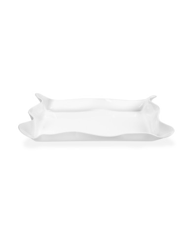 Iplex - Drappeggi d'autore Vassoio rettangolare bianco in plexiglass drappeggiato a mano,. - 41x5x31 cm