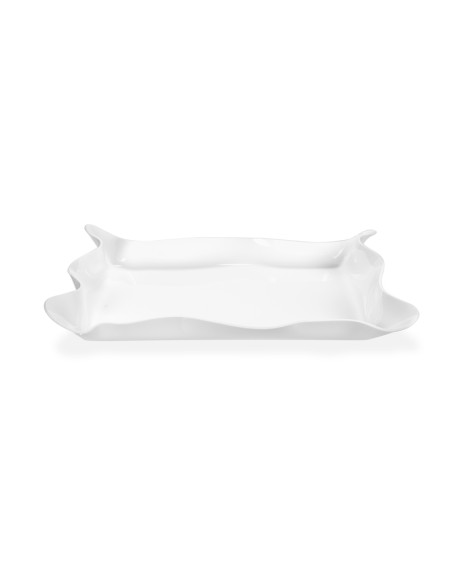 Iplex - Drappeggi d'autore Vassoio rettangolare bianco in plexiglass drappeggiato a mano,. - 41x5x31 cm