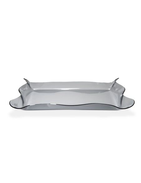 Iplex - Drappeggi d'autore Vassoio rettangolare fumè Trasparente in plexiglass drappeggiato a mano,. - 55x5x32 cm