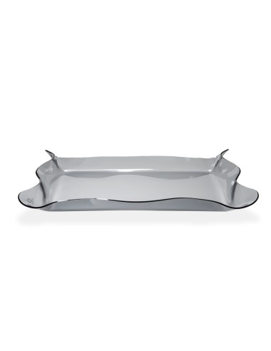 Iplex - Drappeggi d'autore Vassoio rettangolare fumè Trasparente in plexiglass drappeggiato a mano,. - 55x5x32 cm
