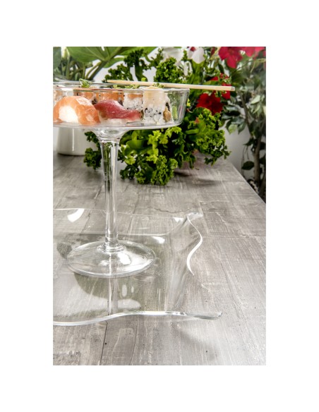 Iplex - Drappeggi d'autore Vassoio rettangolare Trasparente in plexiglass drappeggiato a mano,. - 55x5x32 cm