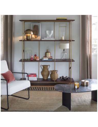 Blanc D' Ivoire - Libreria VICTOR in mango cerato finitura noce e metallo cm 161x41x190