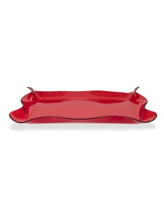 Iplex - Drappeggi d'autore Vassoio rettangolare rosso Trasparente in plexiglass drappeggiato a mano,. - 55x5x32 cm