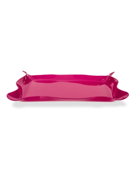 Iplex - Drappeggi d'autore Vassoio rettangolare fuxia in plexiglass drappeggiato a mano,. - 55x5x32 cm