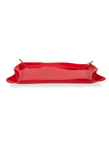Iplex - Drappeggi d'autore Vassoio rettangolare rosso in plexiglass drappeggiato a mano,. - 55x5x32 cm