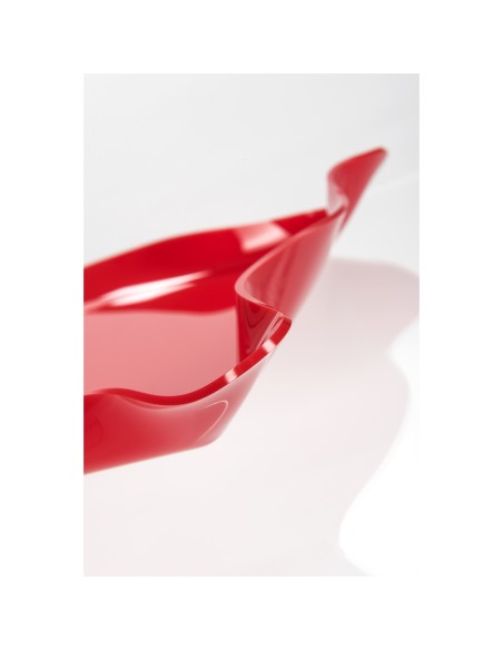 Iplex - Drappeggi d'autore Vassoio rettangolare rosso in plexiglass drappeggiato a mano,. - 55x5x32 cm