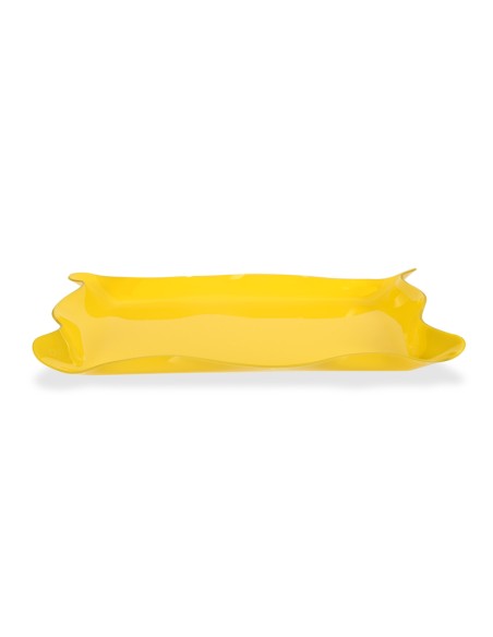 Iplex - Drappeggi d'autore Vassoio rettangolare giallo in plexiglass drappeggiato a mano,. - 55x5x32 cm