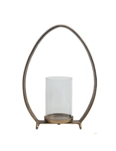 Blanc D' Ivoire - Portacandela OVAE finitura ottone anticato cm 29x11x39