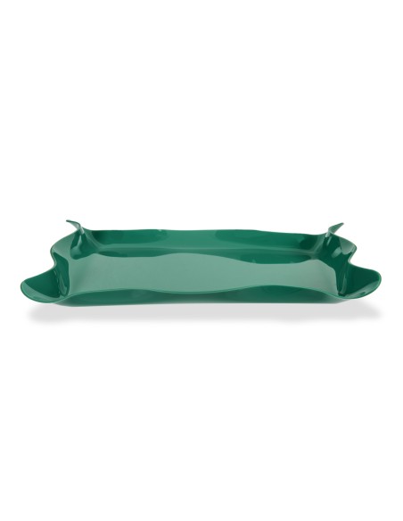 Iplex - Drappeggi d'autore Vassoio rettangolare verde scuro in plexiglass drappeggiato a mano,. - 55x5x32 cm