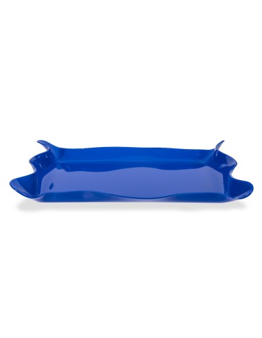 Iplex - Drappeggi d'autore Vassoio rettangolare blu in plexiglass drappeggiato a mano,. - 55x5x32 cm