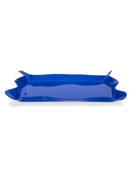 Iplex - Drappeggi d'autore Vassoio rettangolare blu in plexiglass drappeggiato a mano,. - 55x5x32 cm