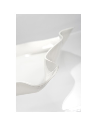 Iplex - Drappeggi d'autore Vassoio rettangolare bianco in plexiglass drappeggiato a mano,. - 55x5x32 cm