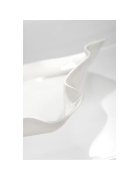 Iplex - Drappeggi d'autore Vassoio rettangolare bianco in plexiglass drappeggiato a mano,. - 55x5x32 cm