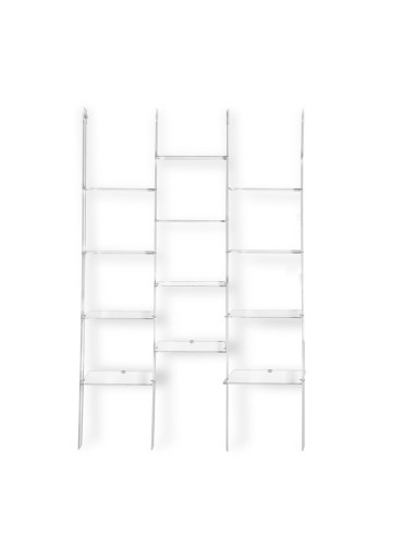 Iplex - Step Libreria tripla scala in plexiglass Trasparente,. - ideale per arredo bagno cucina casa - 121x185x36 cm