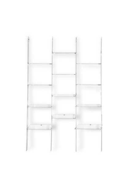 Iplex - Step Libreria tripla scala in plexiglass Trasparente,. - ideale per arredo bagno cucina casa - 121x185x36 cm