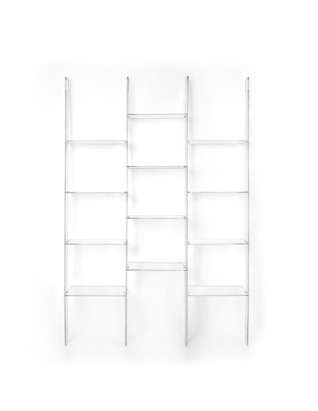 Iplex - Step Libreria tripla scala in plexiglass Trasparente,. - ideale per arredo bagno cucina casa - 121x185x36 cm