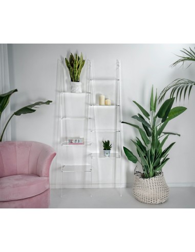 Iplex - Step Libreria tripla scala in plexiglass Trasparente,. - ideale per arredo bagno cucina casa - 121x185x36 cm