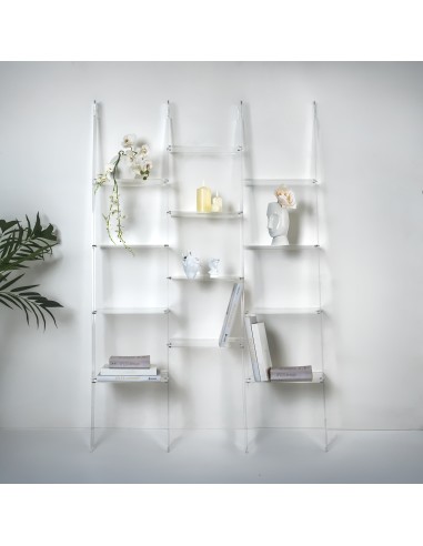 Iplex - Step Libreria tripla scala in plexiglass Trasparente,. - ideale per arredo bagno cucina casa - 121x185x36 cm
